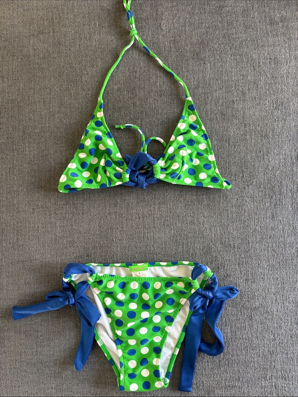 NWOT RARE Salinas green and blue polka dot tie side set. Size small